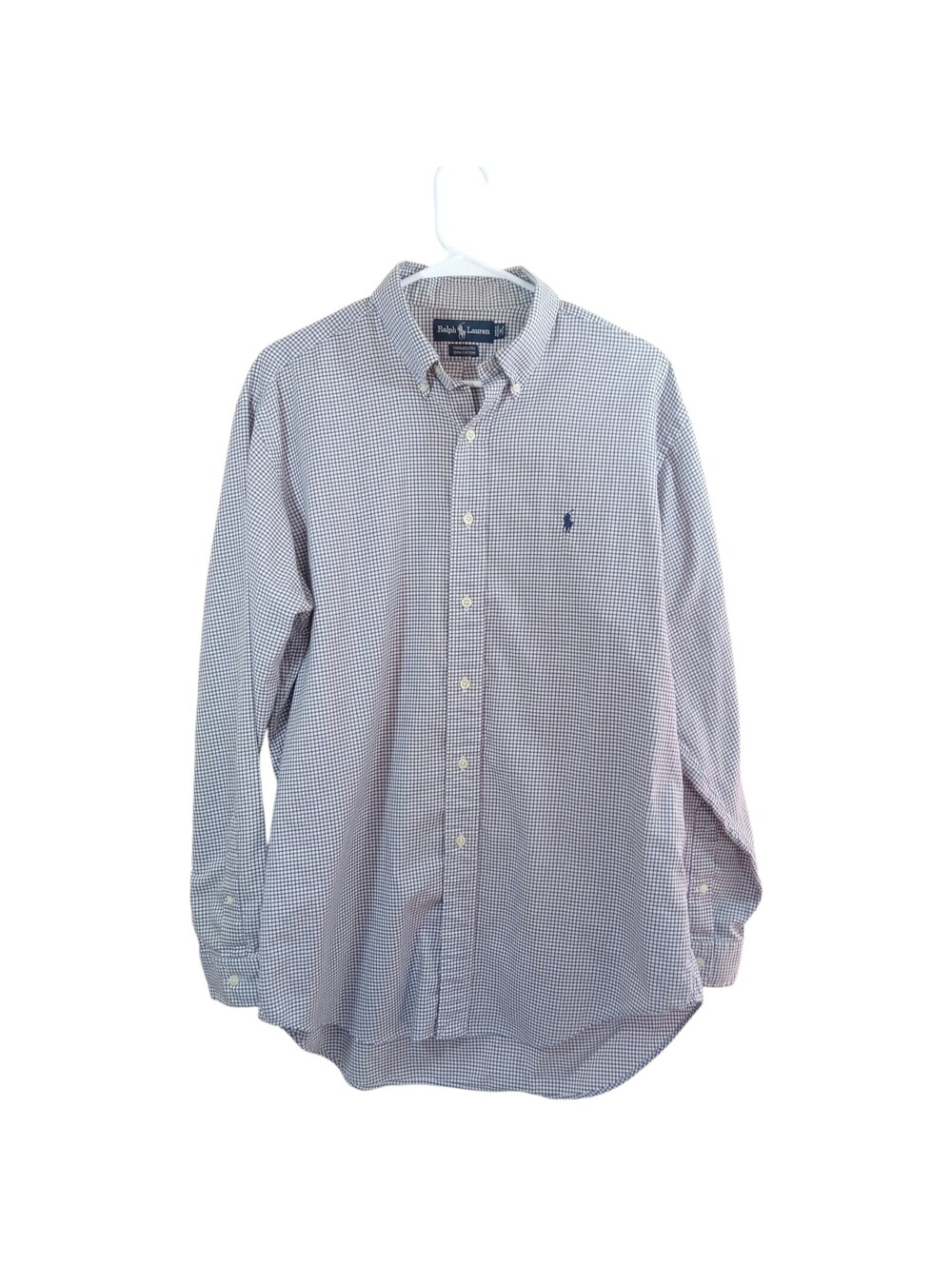 Ralph Lauren Polo Classic Yarmouth Cotton Mens Sz L 16 34/35 Blue Small Check